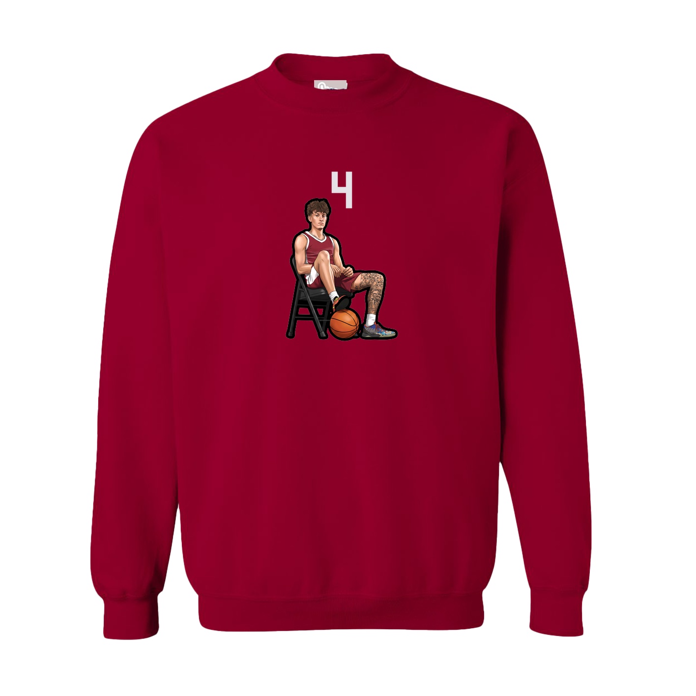 Fleece Crew — Number Top in Cardinal