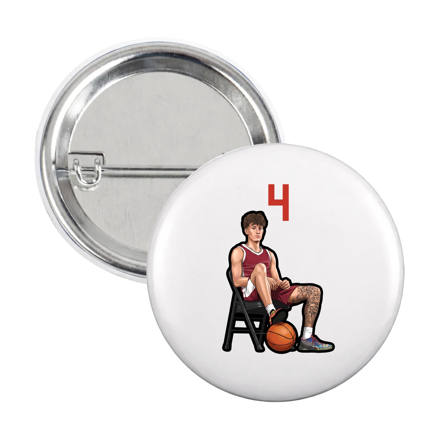 Game Day Button — Number Top in White