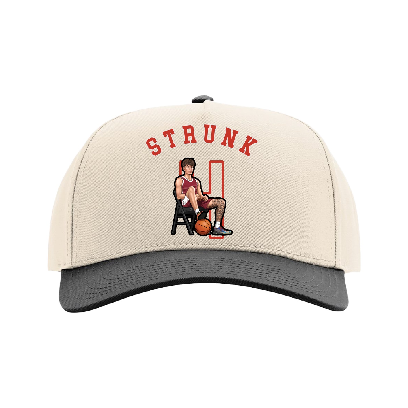 Full Fabric Five-Panel Champ Cap — Shirsey Arch in Cream/Black