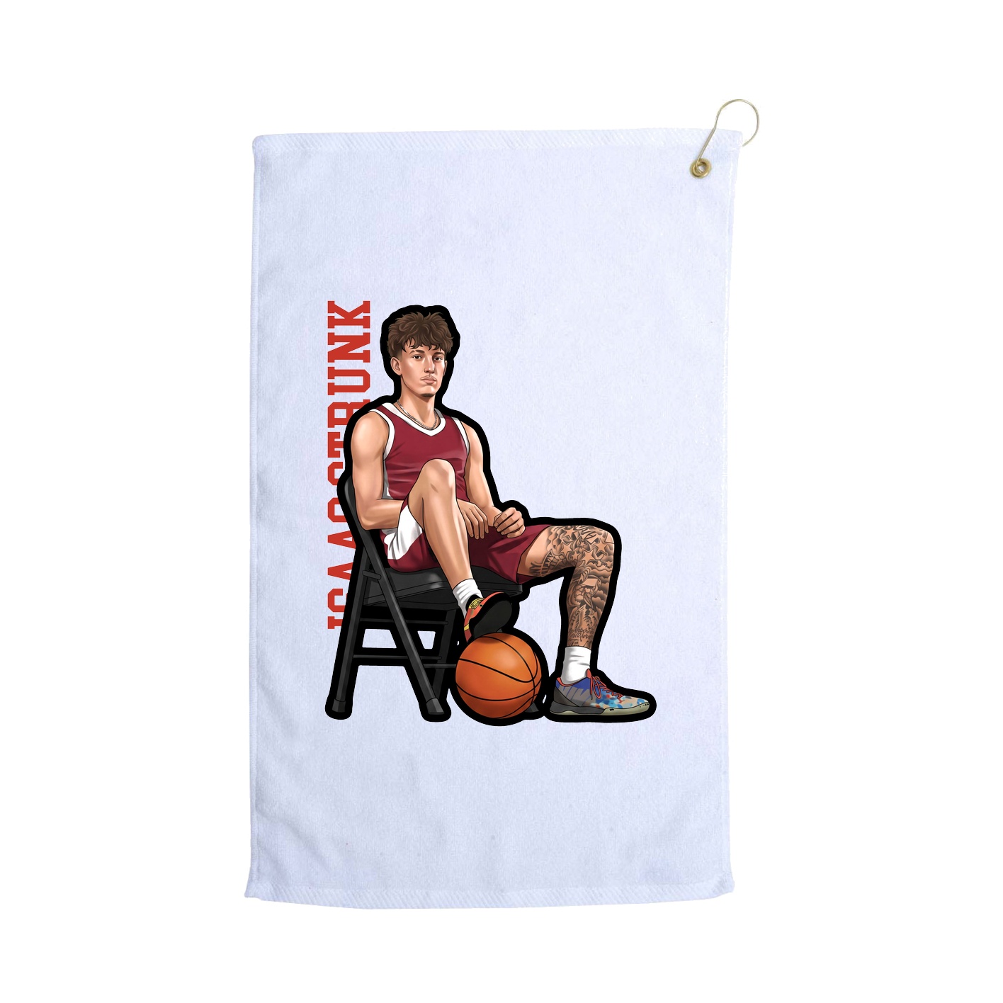 Golf Towel — Name Vertical in White