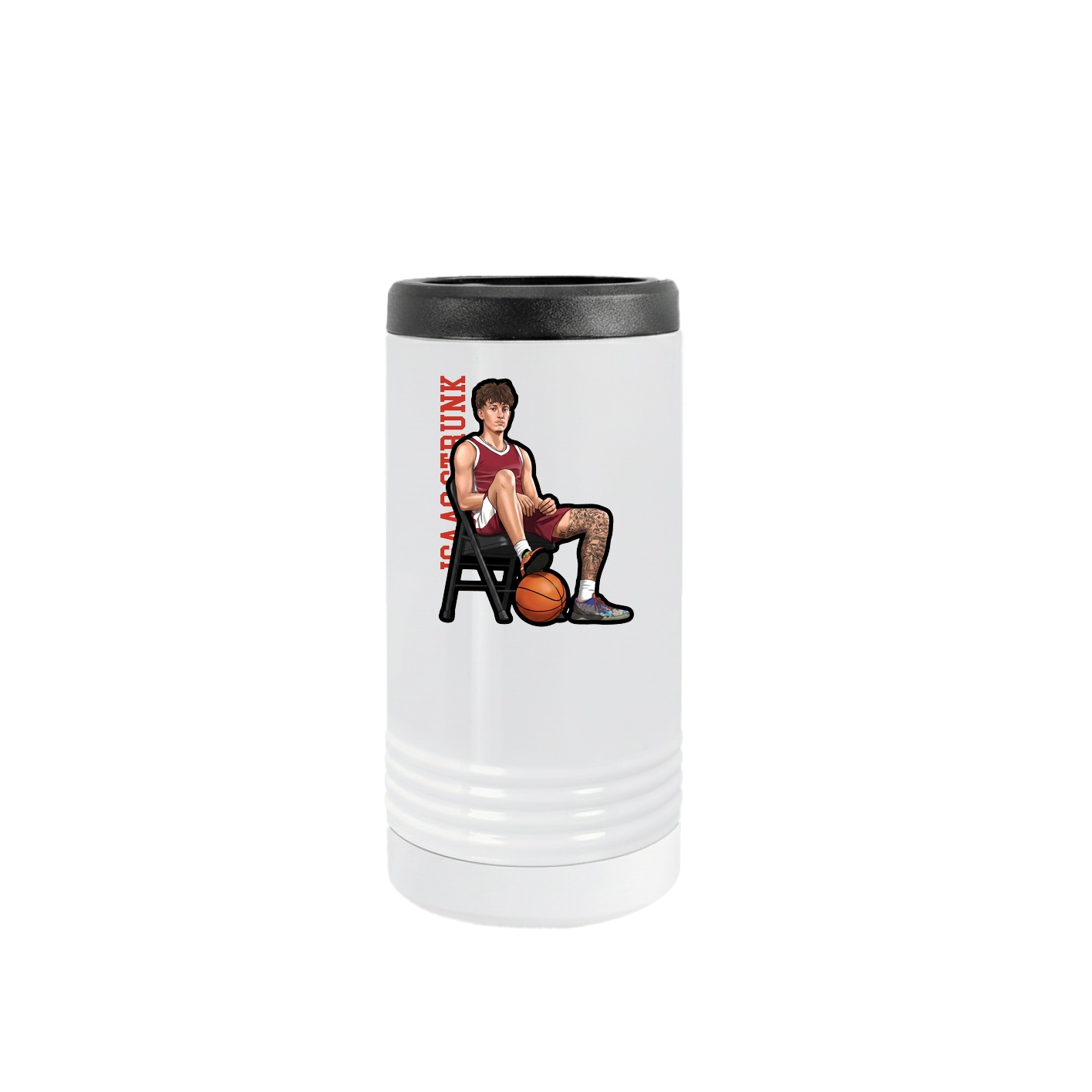 Slim Beverage Holder — Name Vertical in White