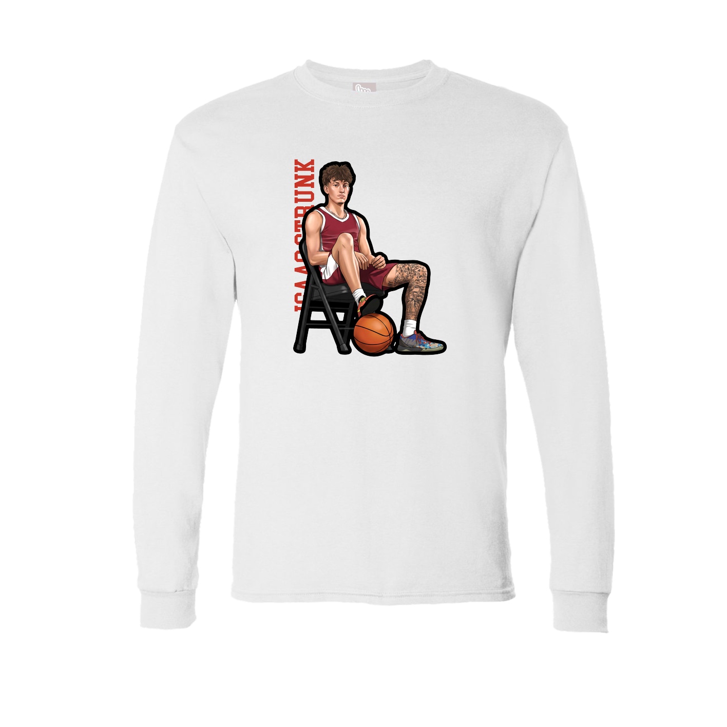 Long Sleeve Tee — Name Vertical in White