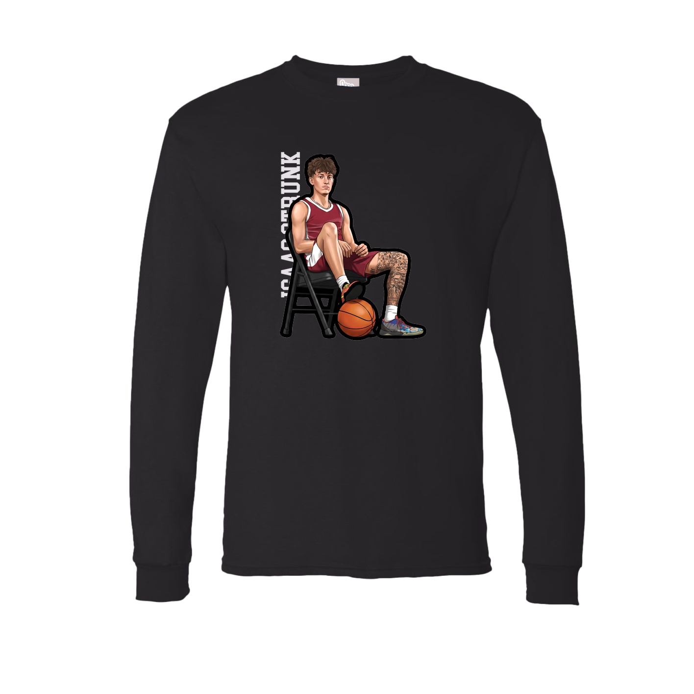 Long Sleeve Tee — Name Vertical in Black