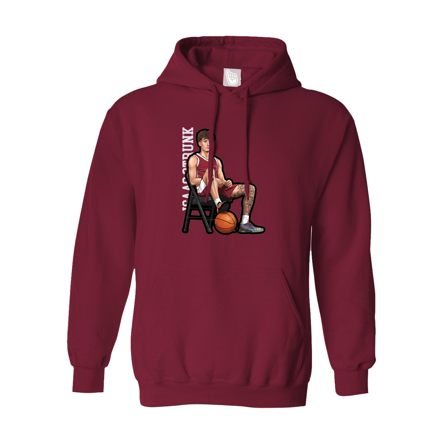 Hoodie — Name Vertical in Cardinal