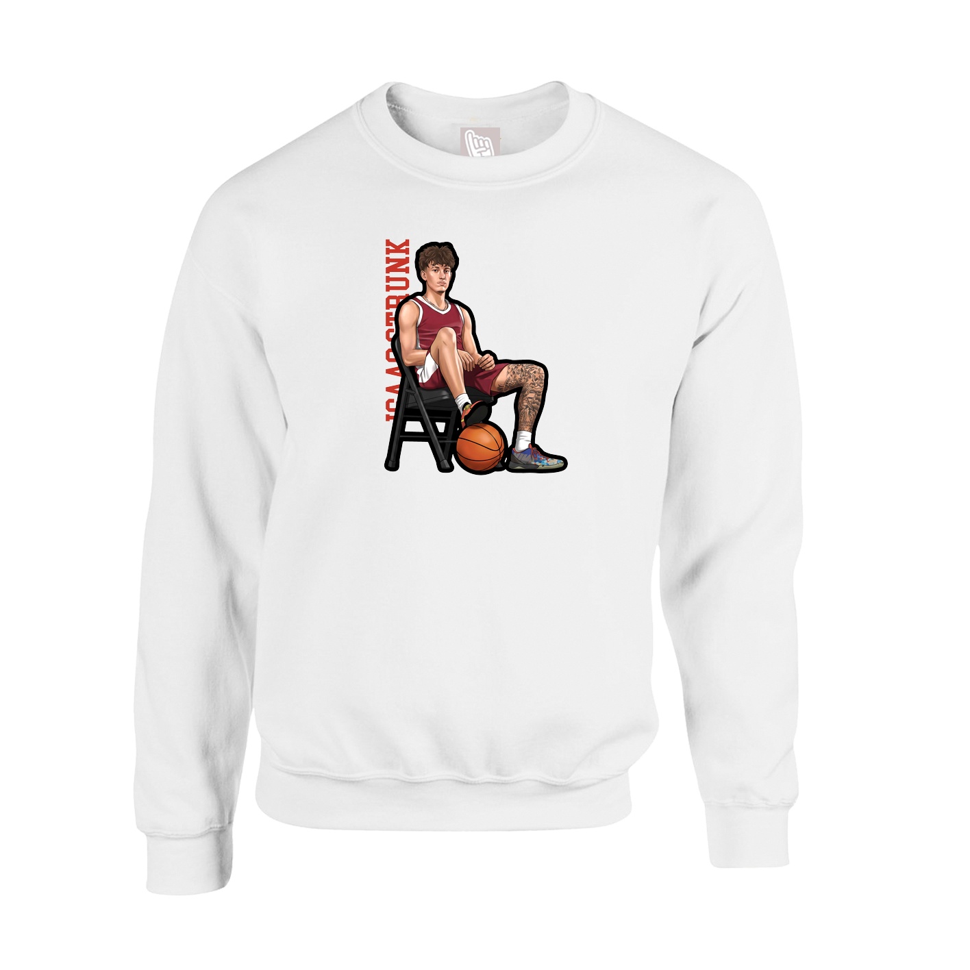 Fleece Crew — Name Vertical in White