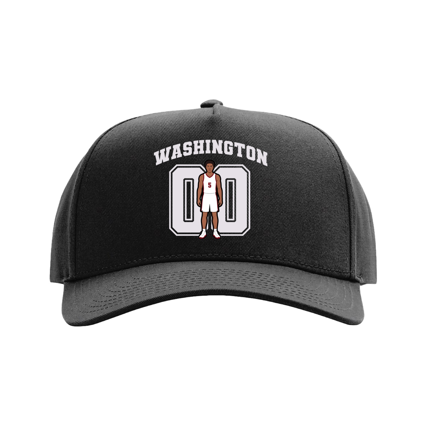 Full Fabric Five-Panel Champ Cap — Number in Black