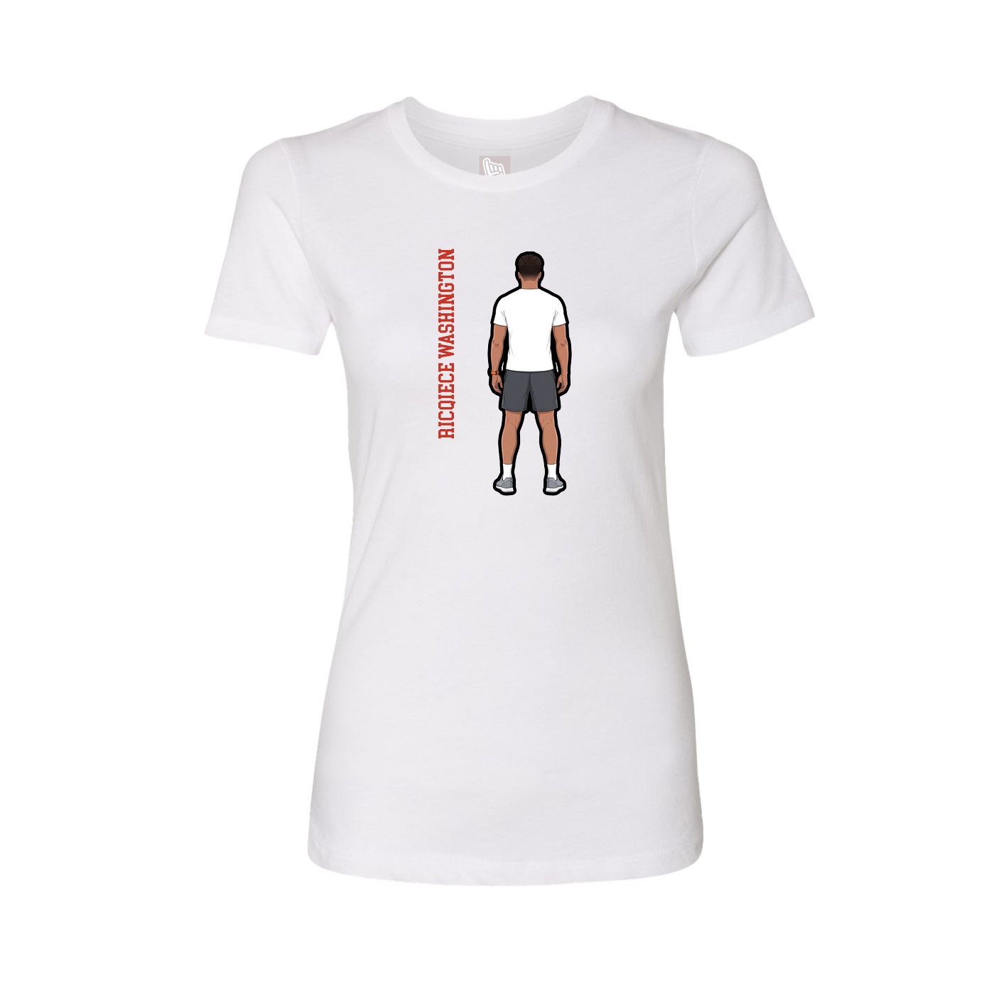Fitted Women's Tee — Name Vertical in White