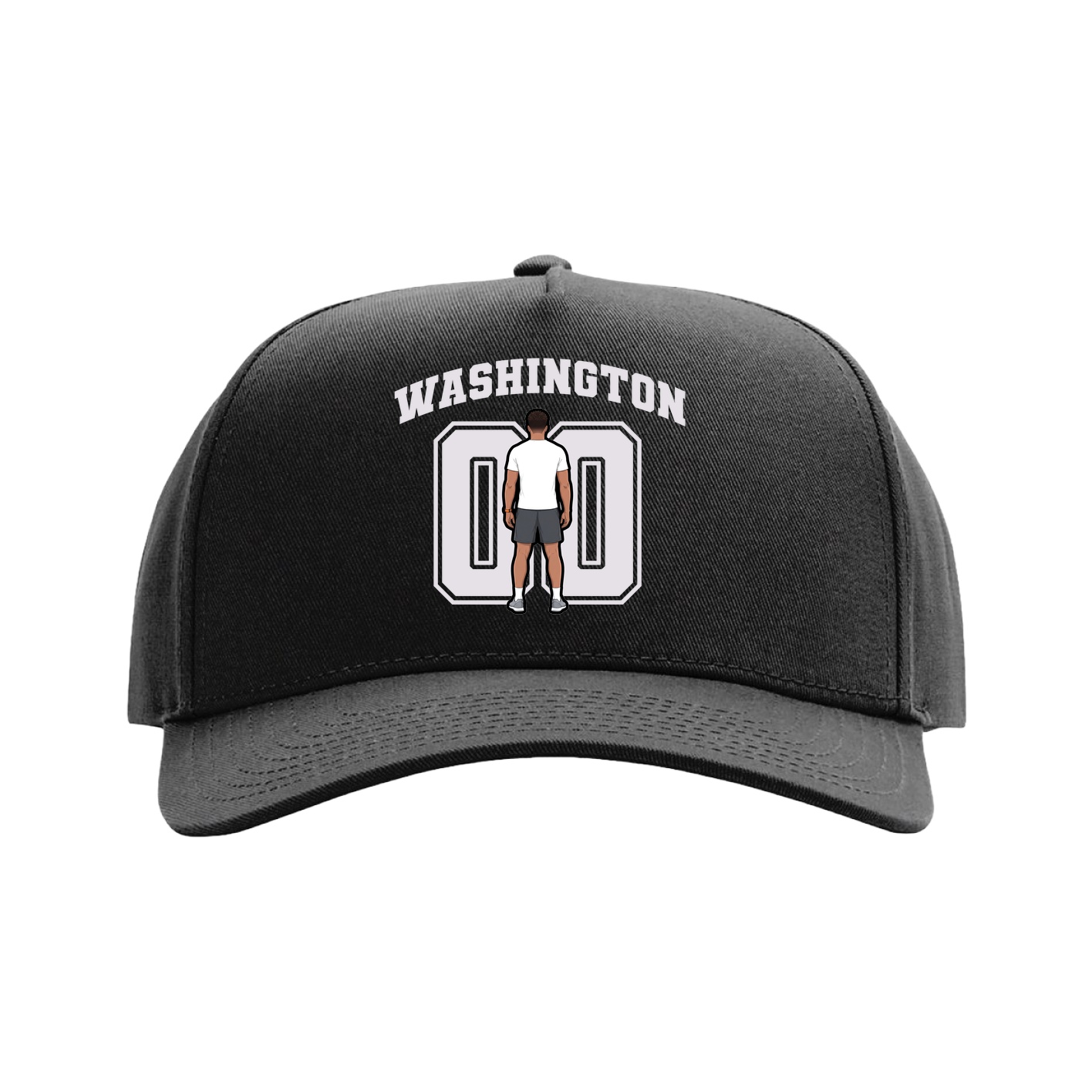 Full Fabric Five-Panel Champ Cap — Number in Black