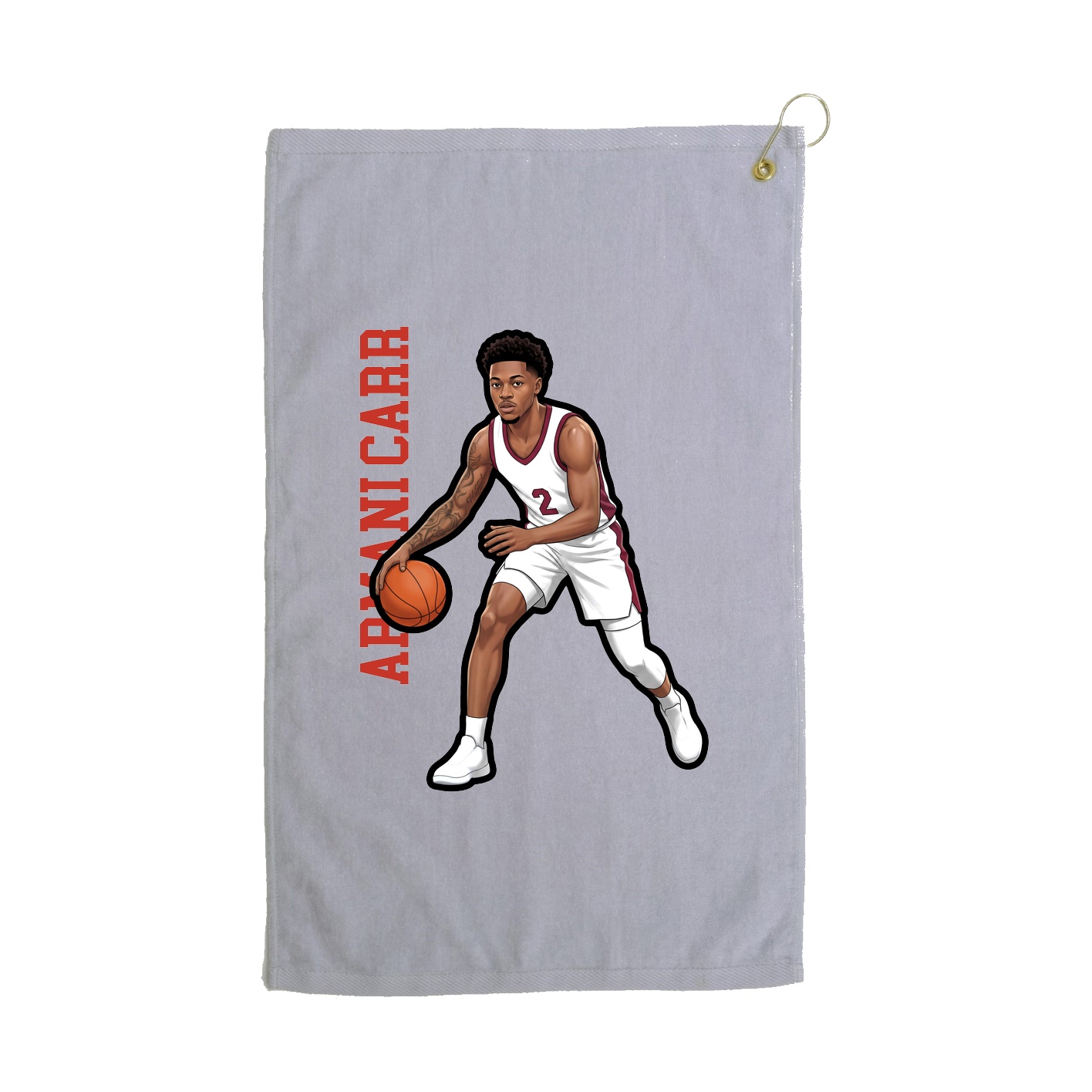 Golf Towel — Name Vertical in Grey