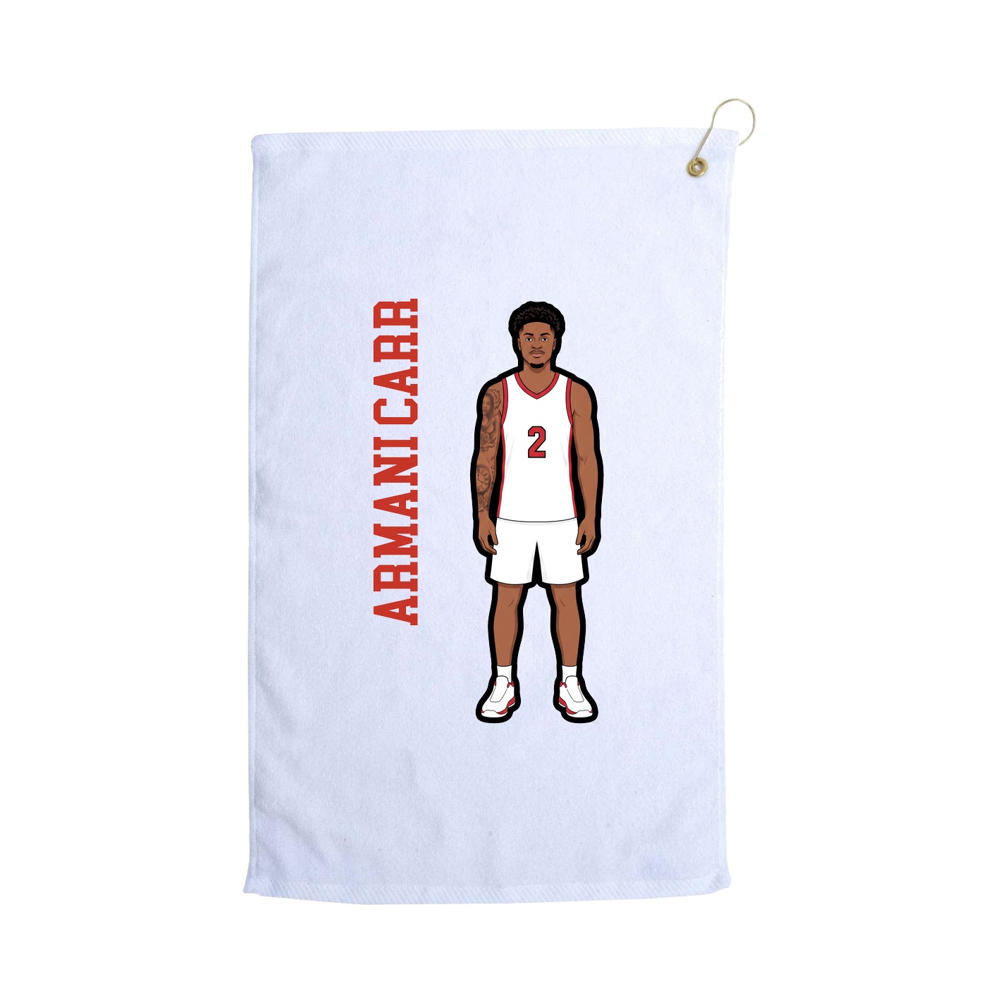 Golf Towel — Name Vertical in White