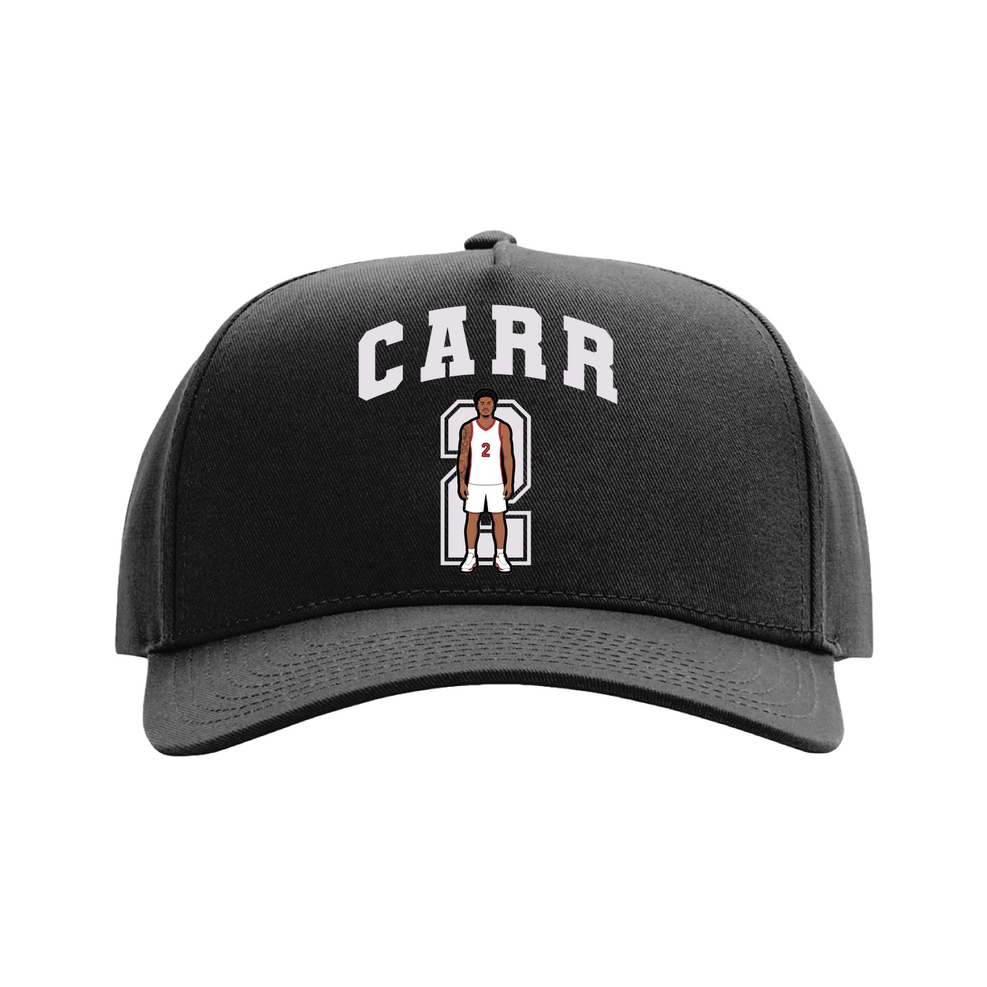 Full Fabric Five-Panel Champ Cap — Number in Black