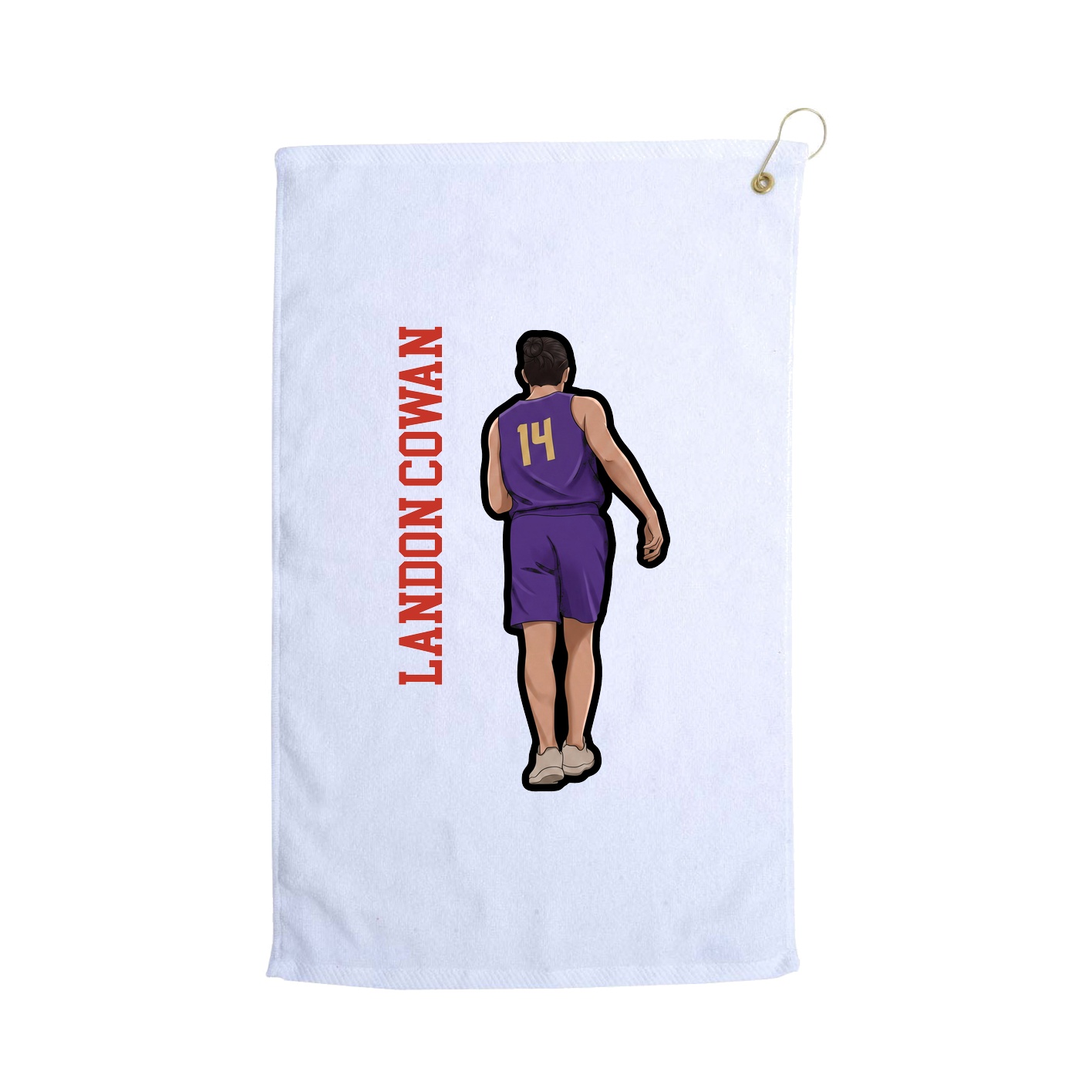Golf Towel — Name Vertical in White