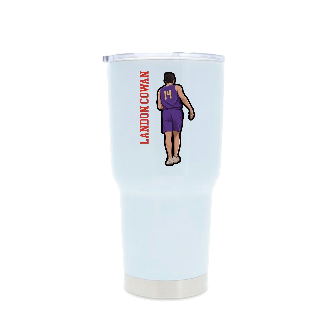 30oz Stainless Steel Tumbler — Name Vertical in White