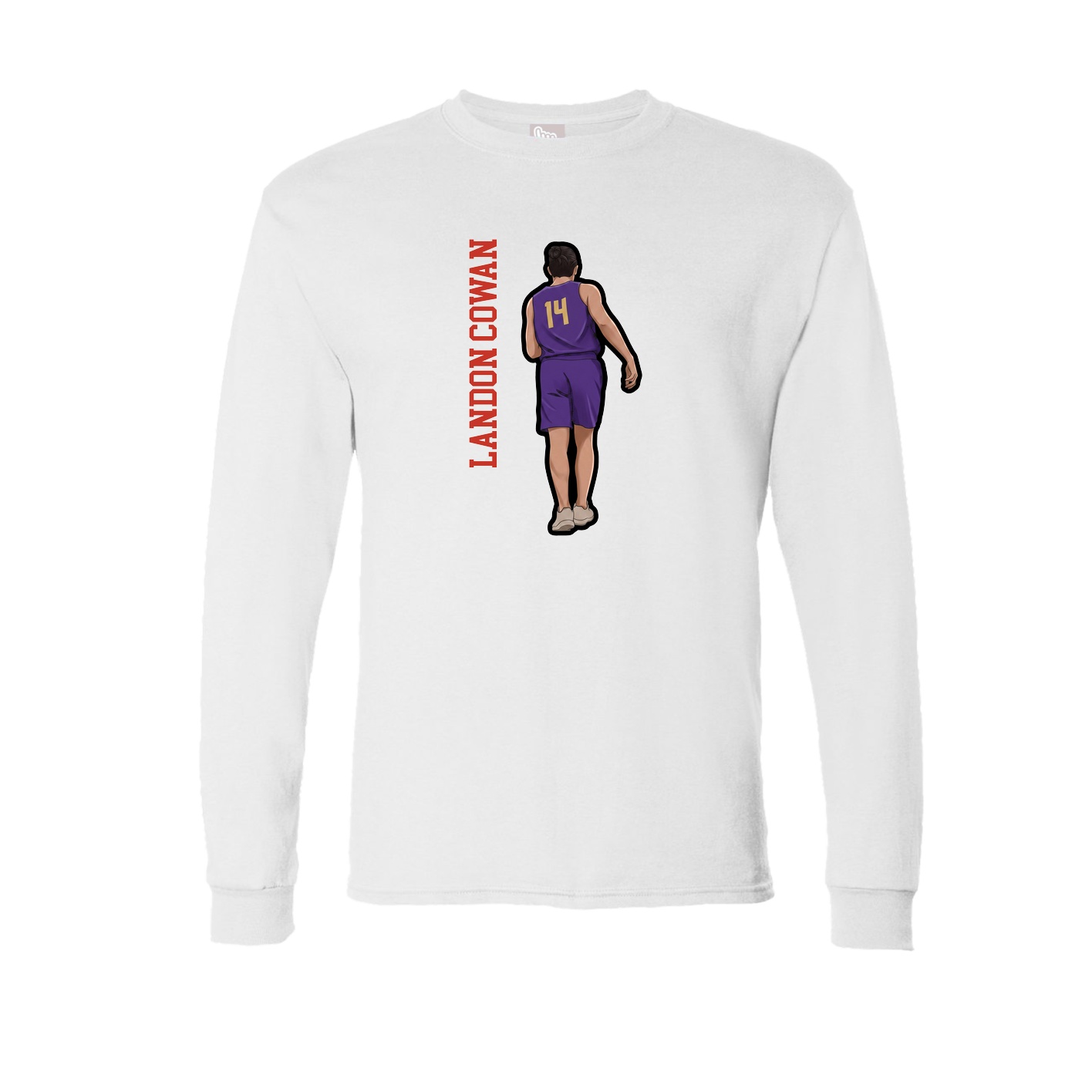 Long Sleeve Tee — Name Vertical in White