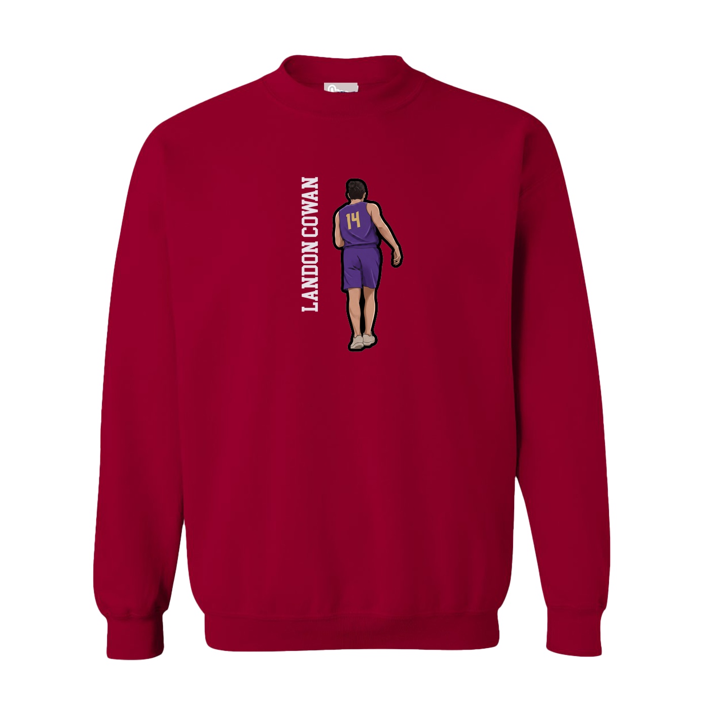 Fleece Crew — Name Vertical in Cardinal