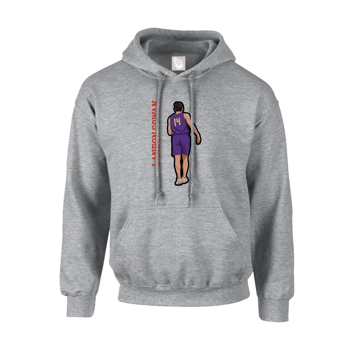 Youth Hoodie — Name Vertical in Grey