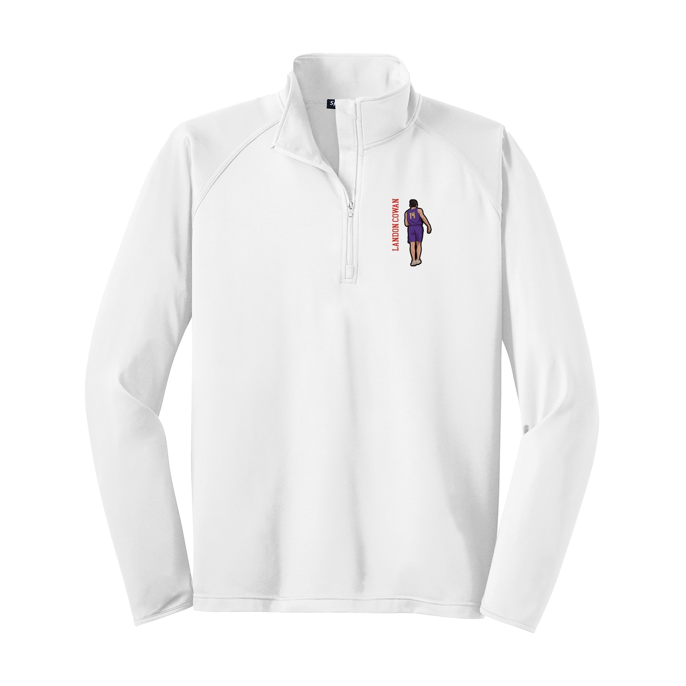 Q-Zip Pullover — Name Vertical in White