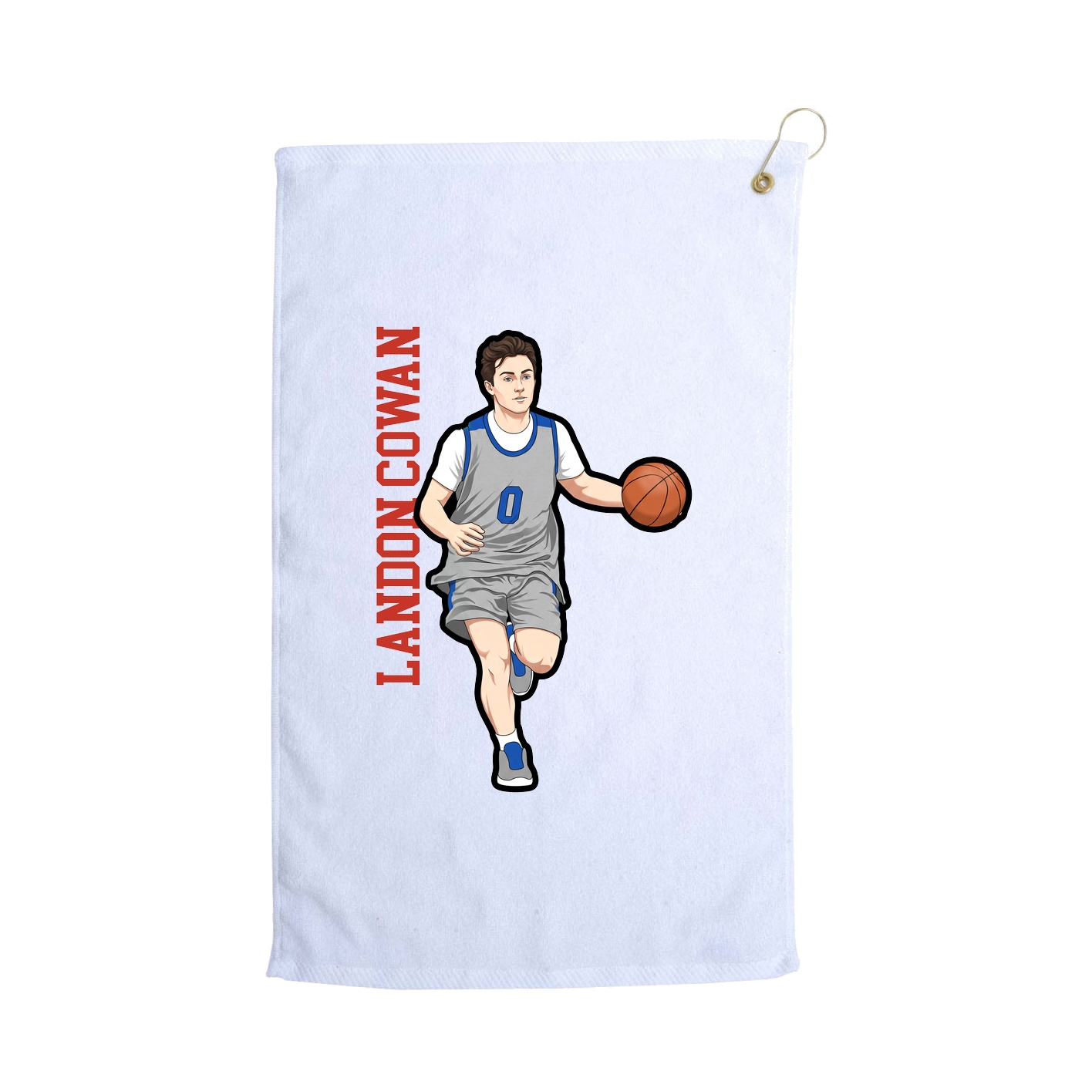 Golf Towel — Name Vertical in White