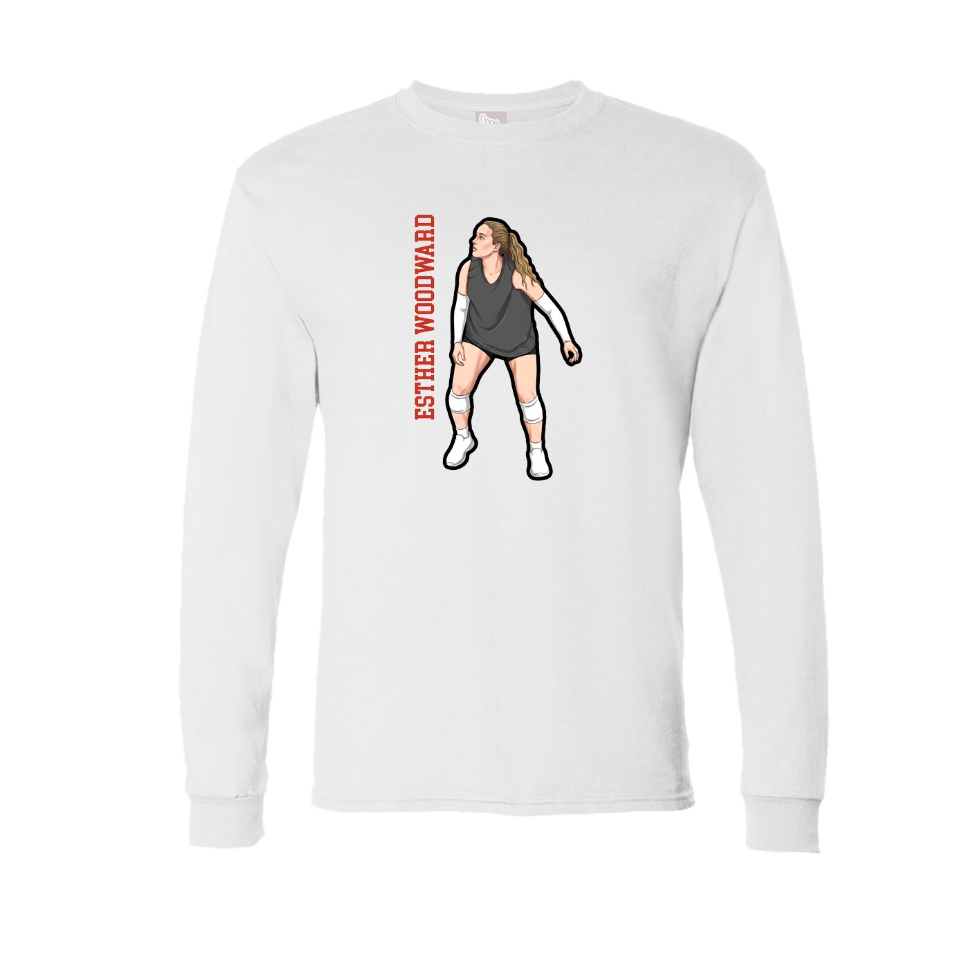 Long Sleeve Tee — Name Vertical in White