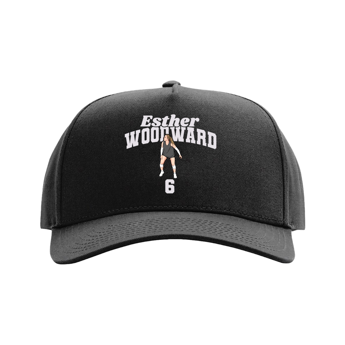 Full Fabric Five-Panel Champ Cap — Signature Arch in Black