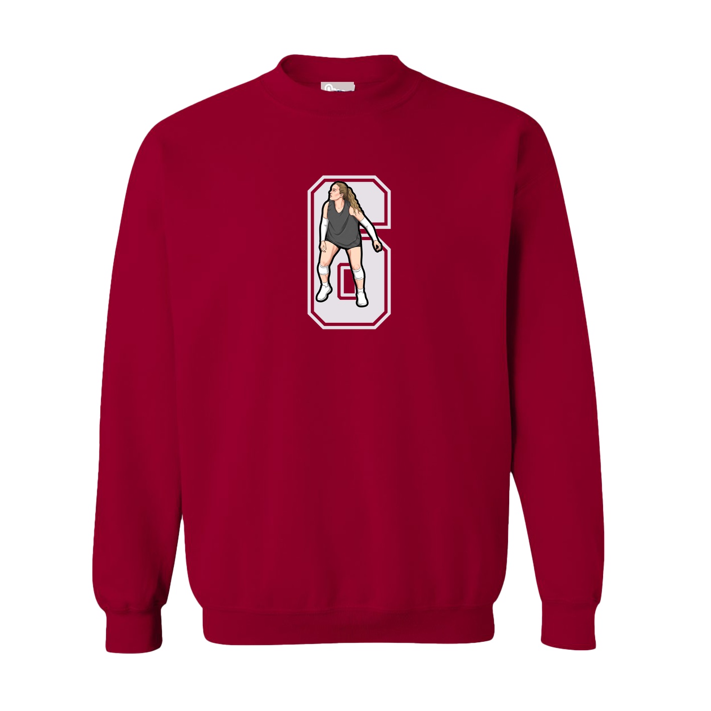 Fleece Crew — Number in Cardinal