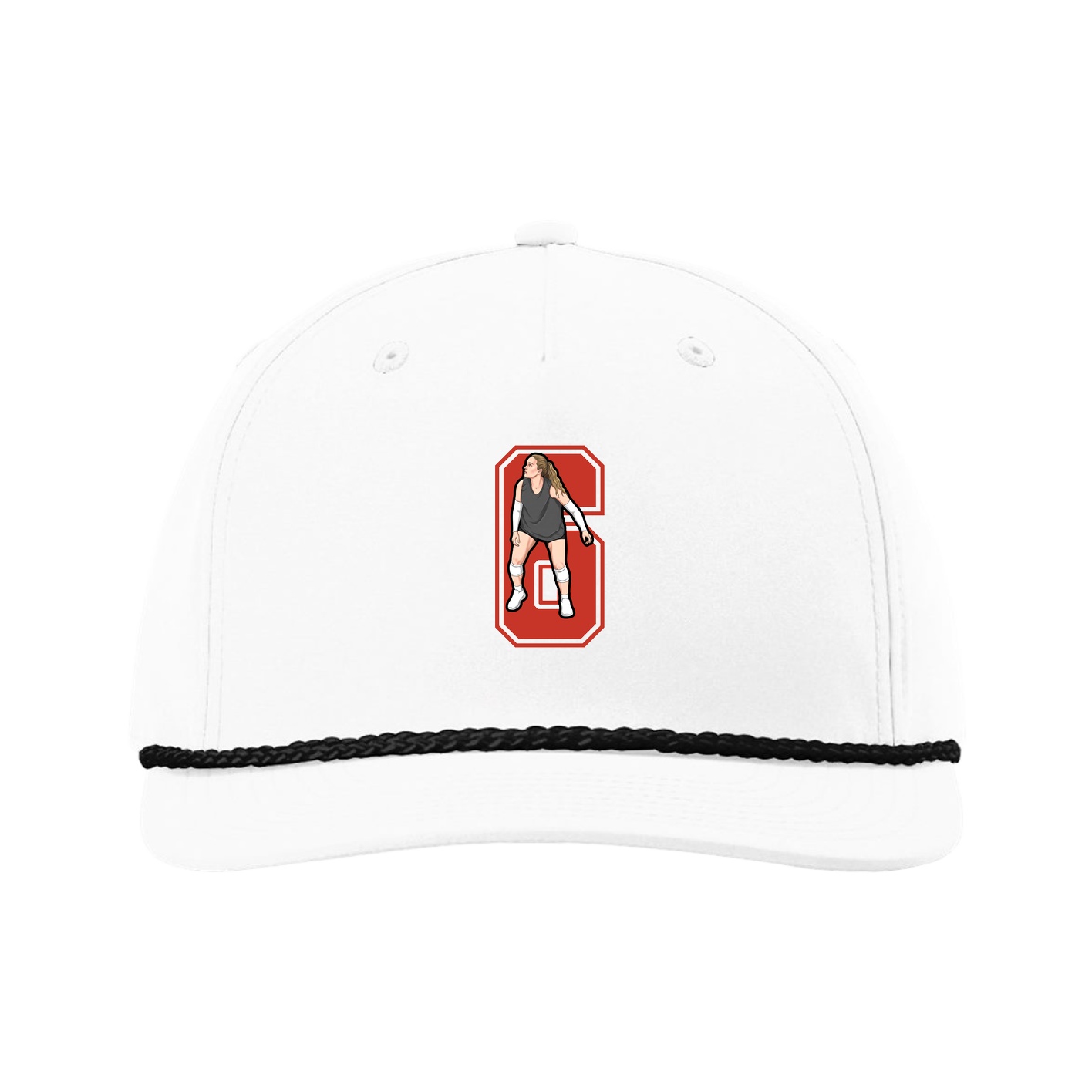 Five-Panel Classic Rope Cap — Number in White
