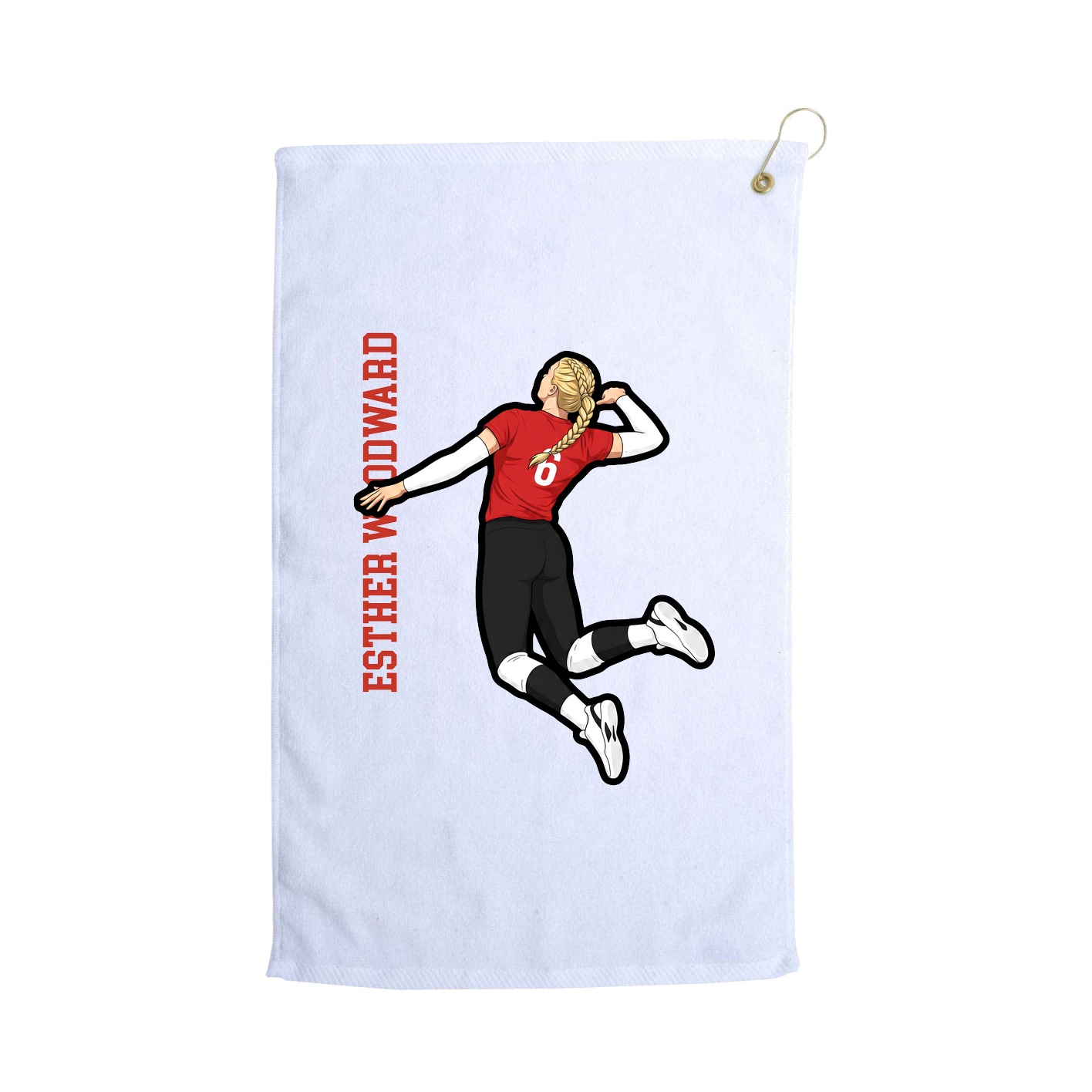 Golf Towel — Name Vertical in White