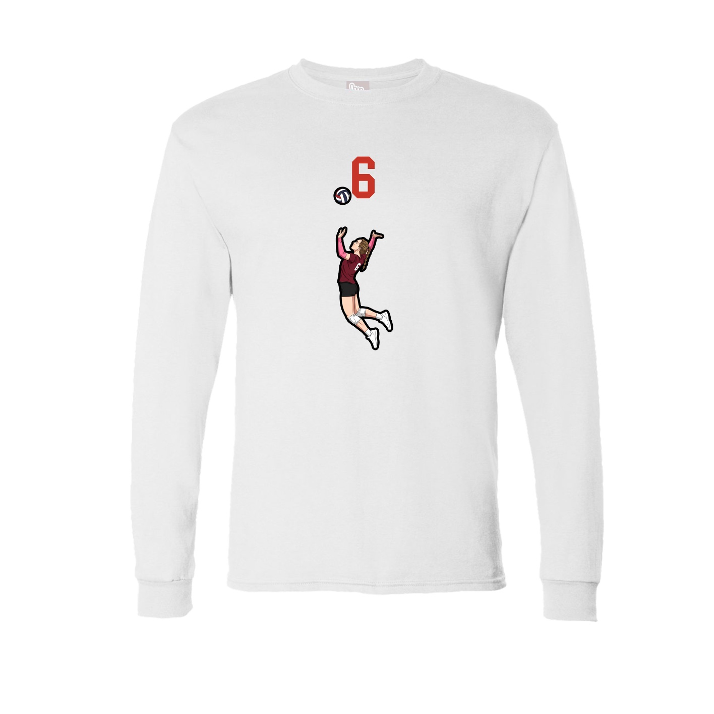 Long Sleeve Tee — Number Top in White