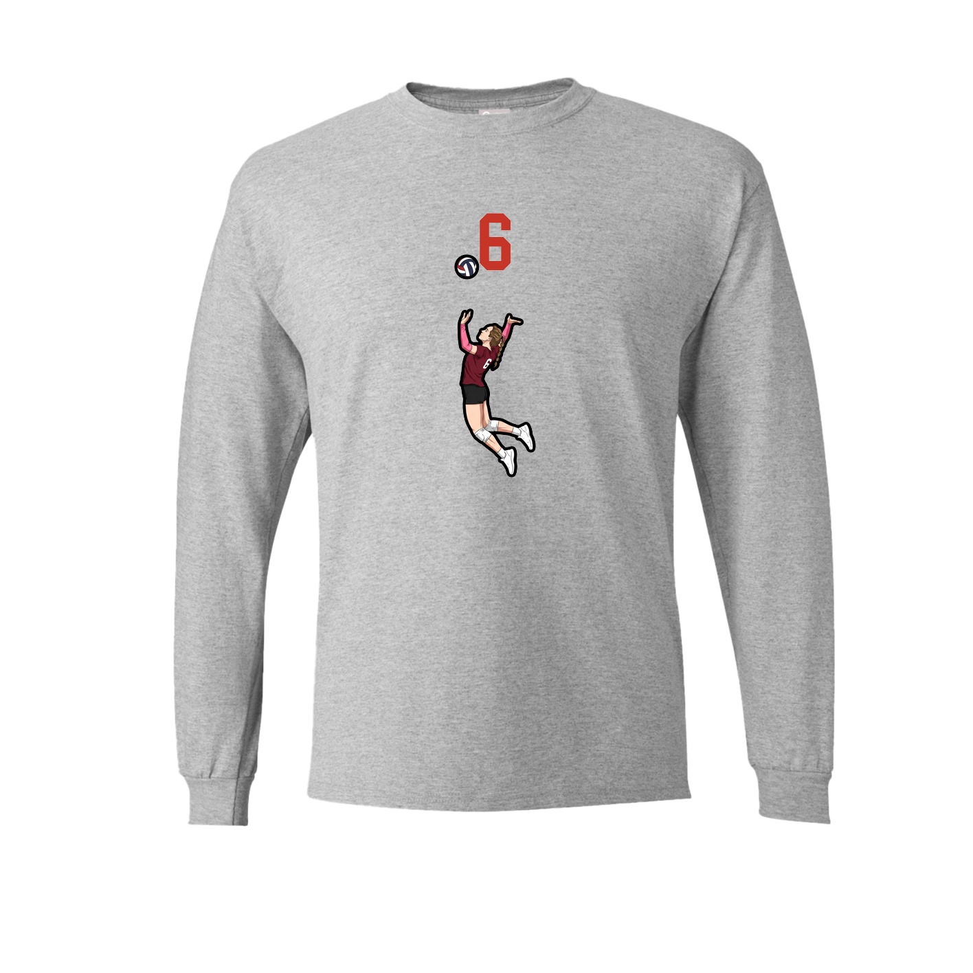 Long Sleeve Tee — Number Top in Grey