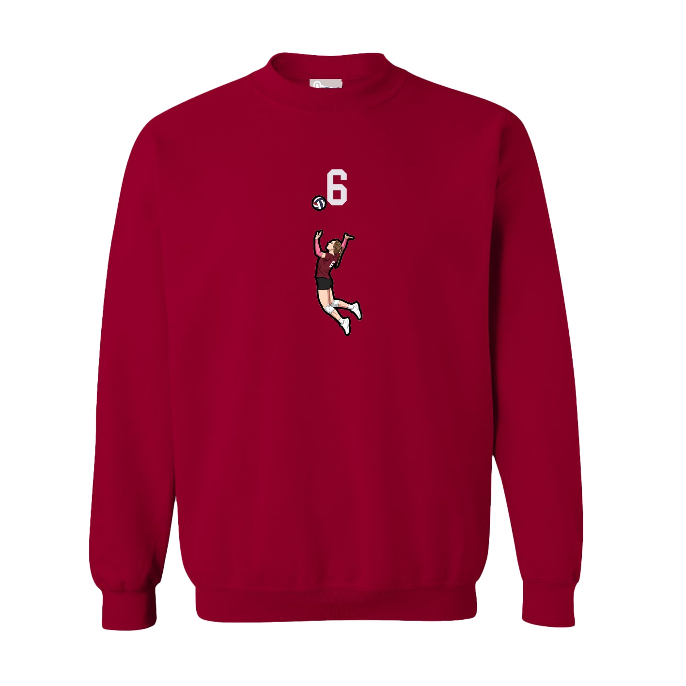 Fleece Crew — Number Top in Cardinal