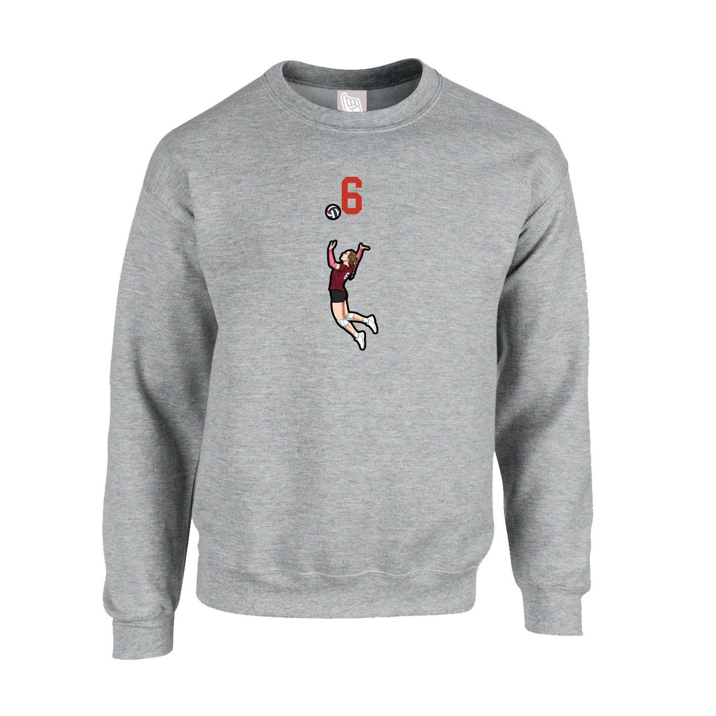 Fleece Crew — Number Top in Grey