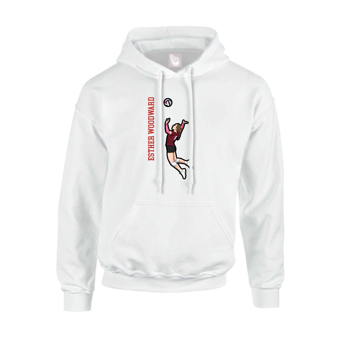 Youth Hoodie — Name Vertical in White