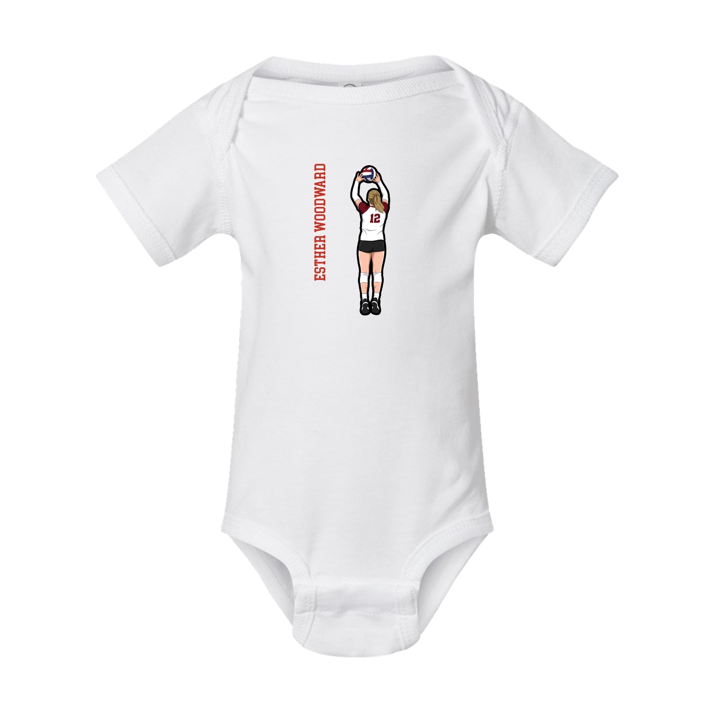 Baby Onesie — Name Vertical in White