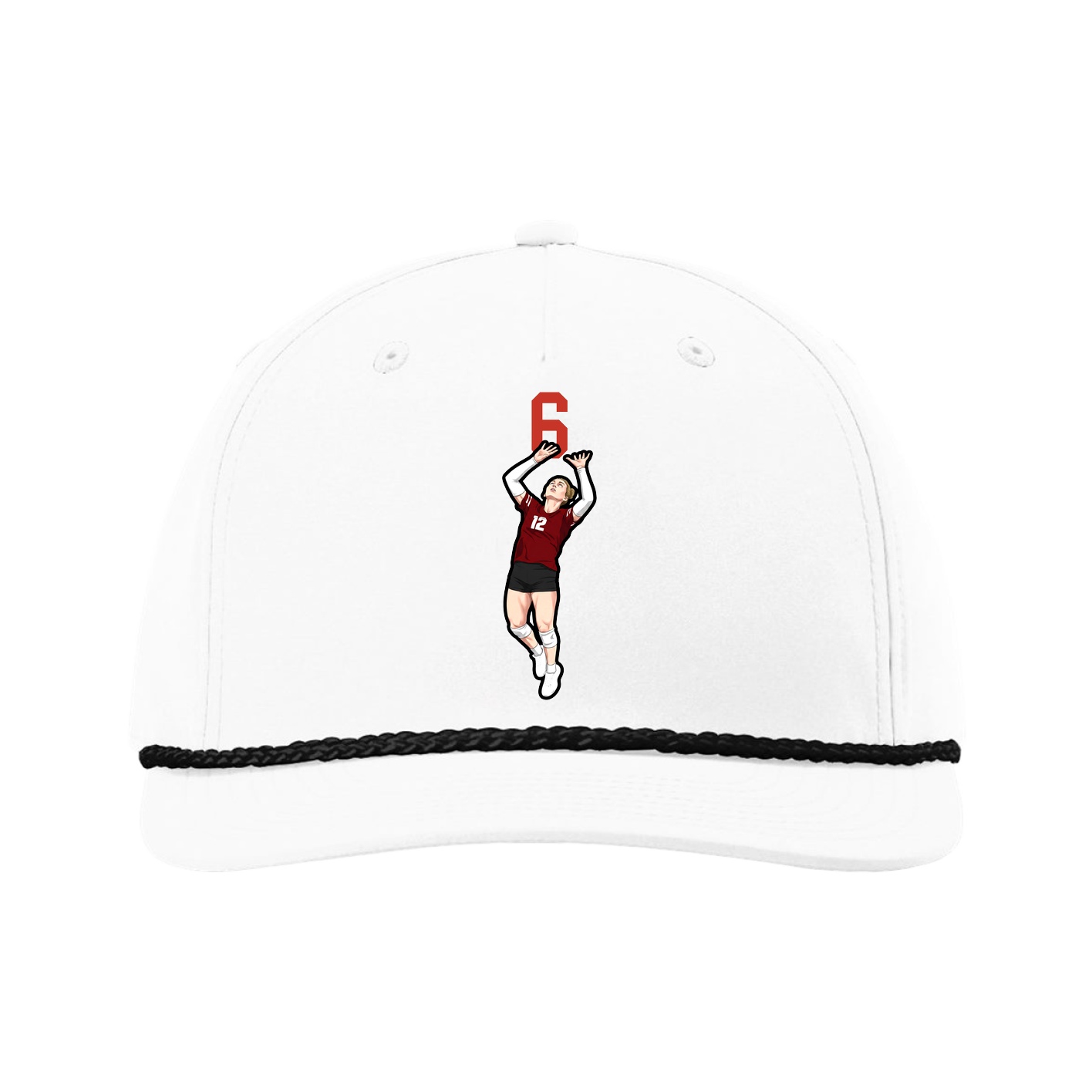 Five-Panel Classic Rope Cap — Number Top in White