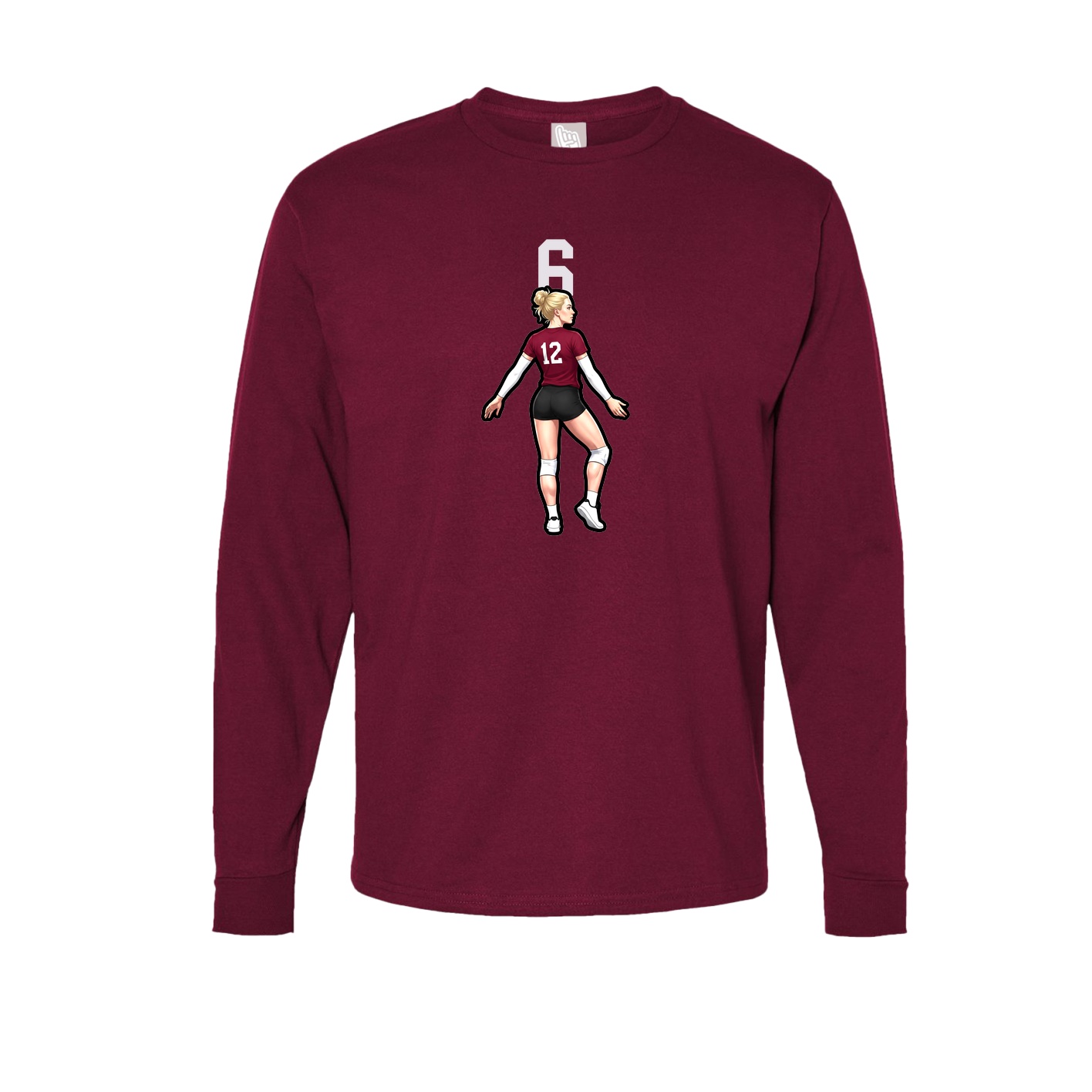 Long Sleeve Tee — Number Top in Cardinal