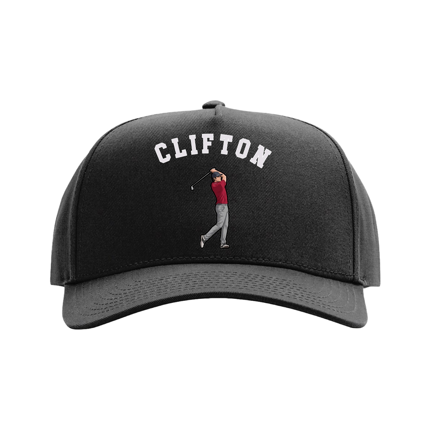 Full Fabric Five-Panel Champ Cap — Shirsey Arch in Black