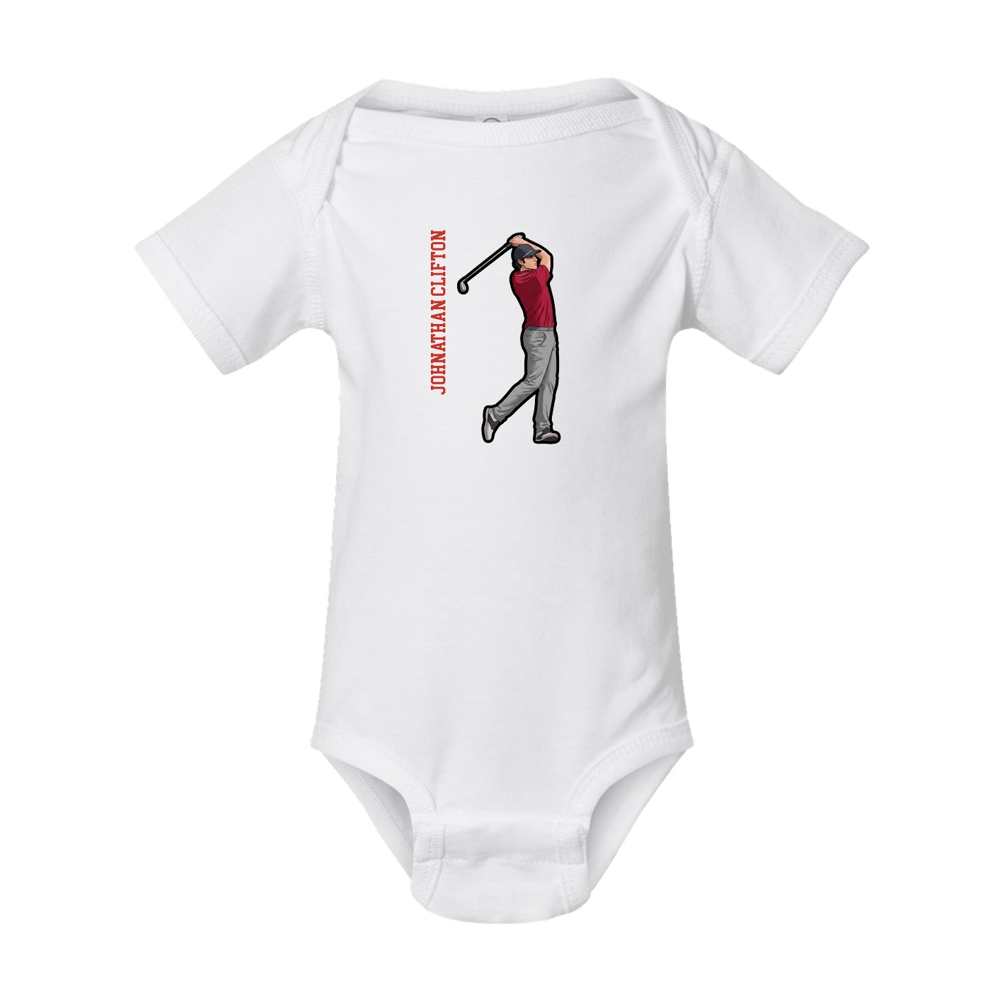 Baby Onesie — Name Vertical in White