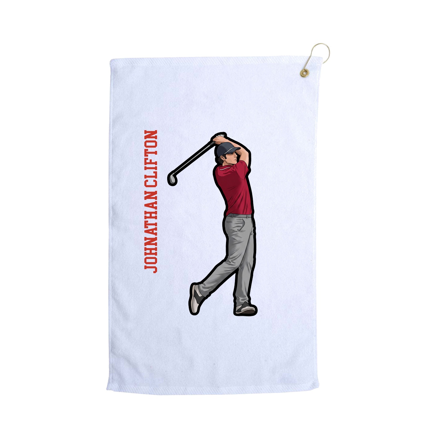Golf Towel — Name Vertical in White