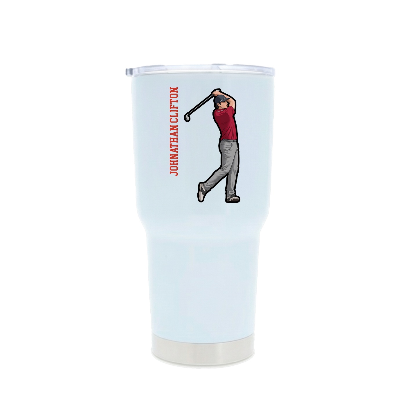 30oz Stainless Steel Tumbler — Name Vertical in White