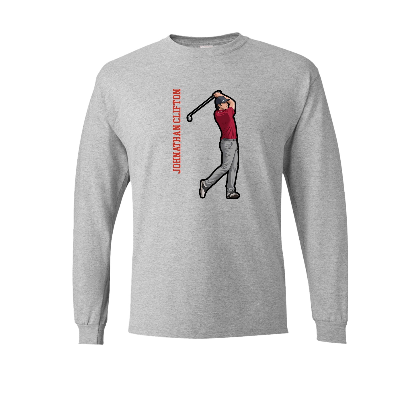 Long Sleeve Tee — Name Vertical in Grey