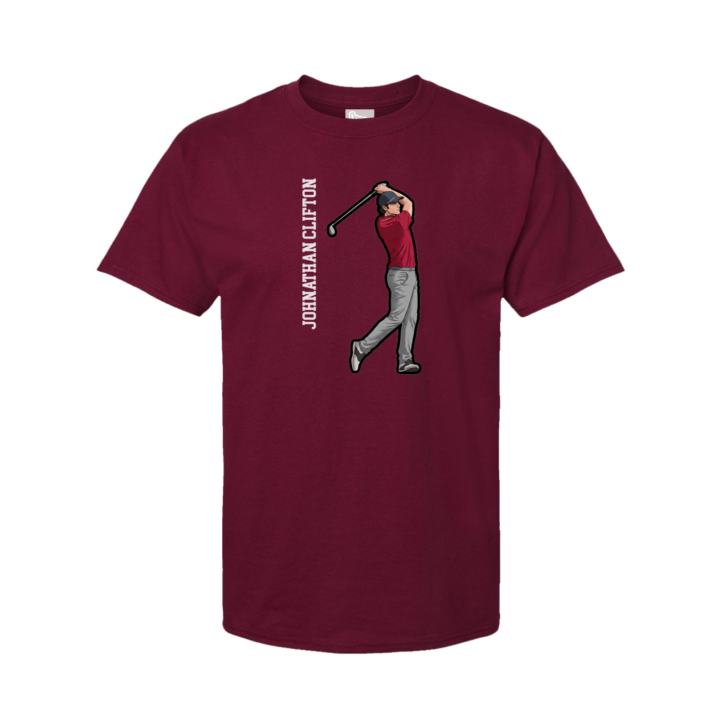 Youth Tee — Name Vertical in Cardinal