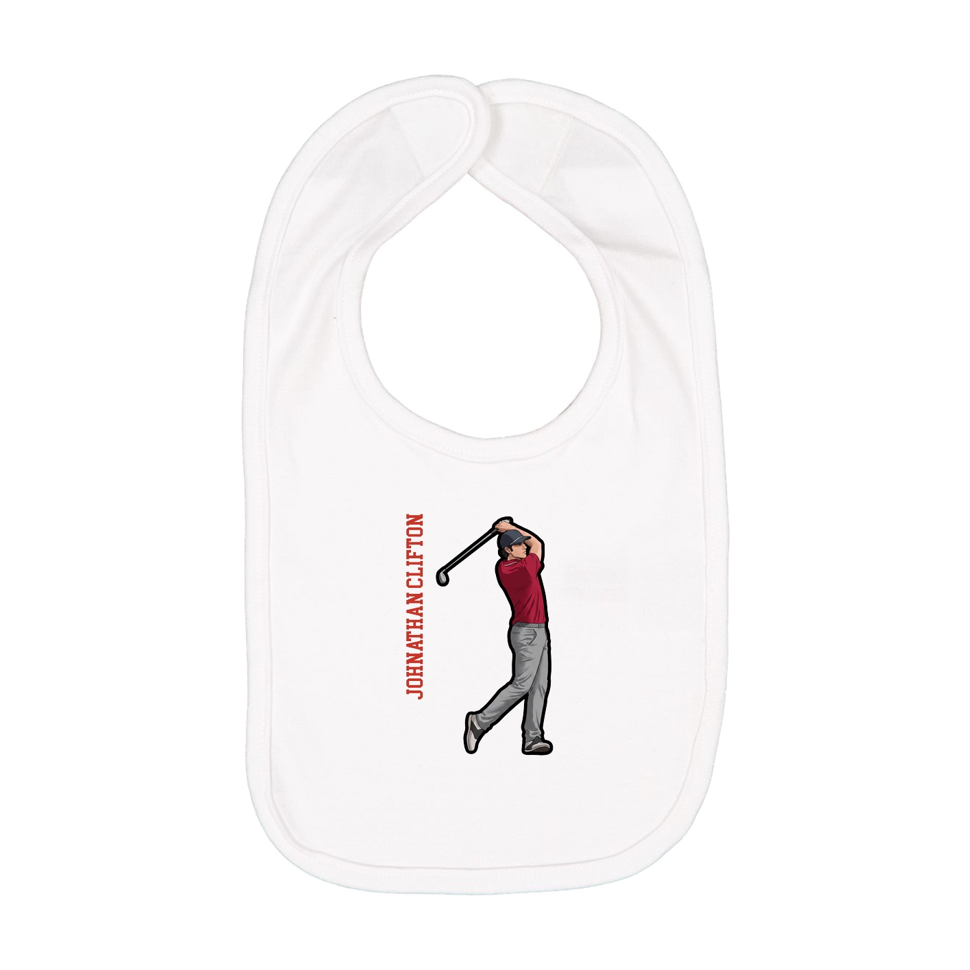 Infant Bib — Name Vertical in White