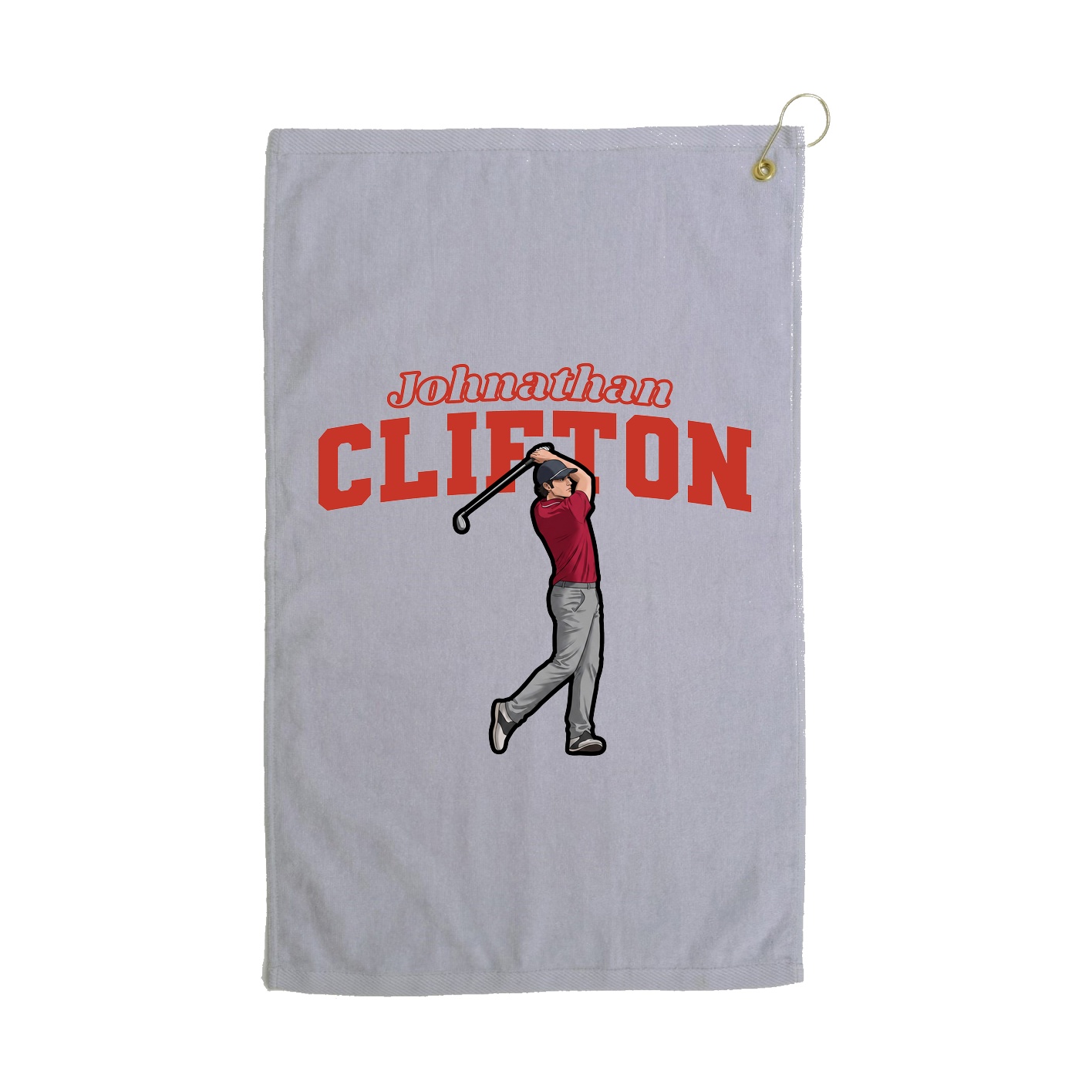 Golf Towel — Name Arch in Grey