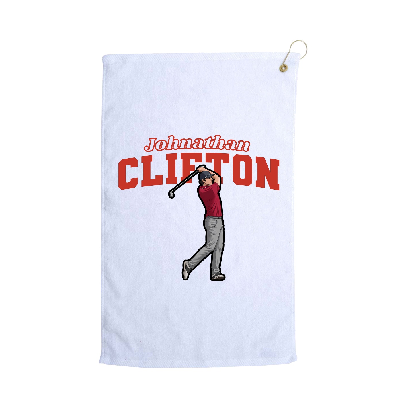 Golf Towel — Name Arch in White