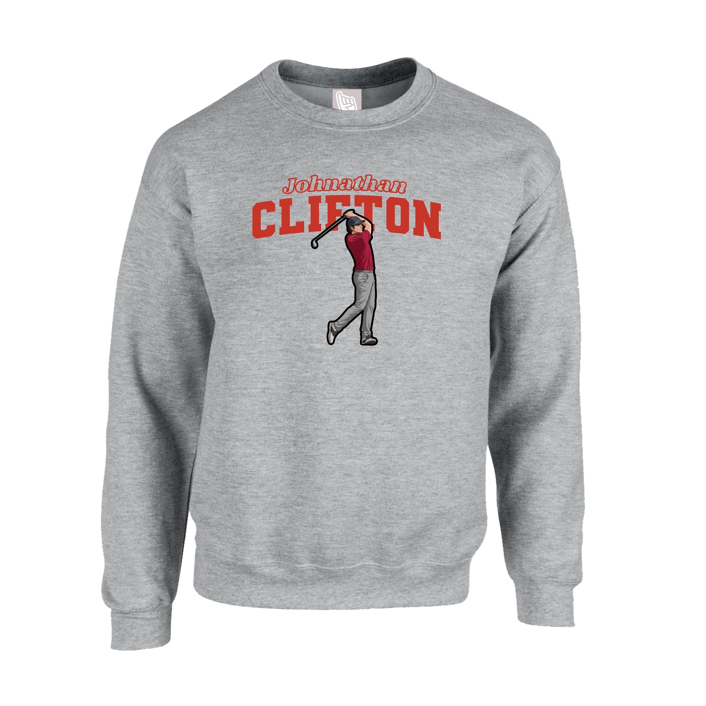 Fleece Crew — Name Arch in Grey