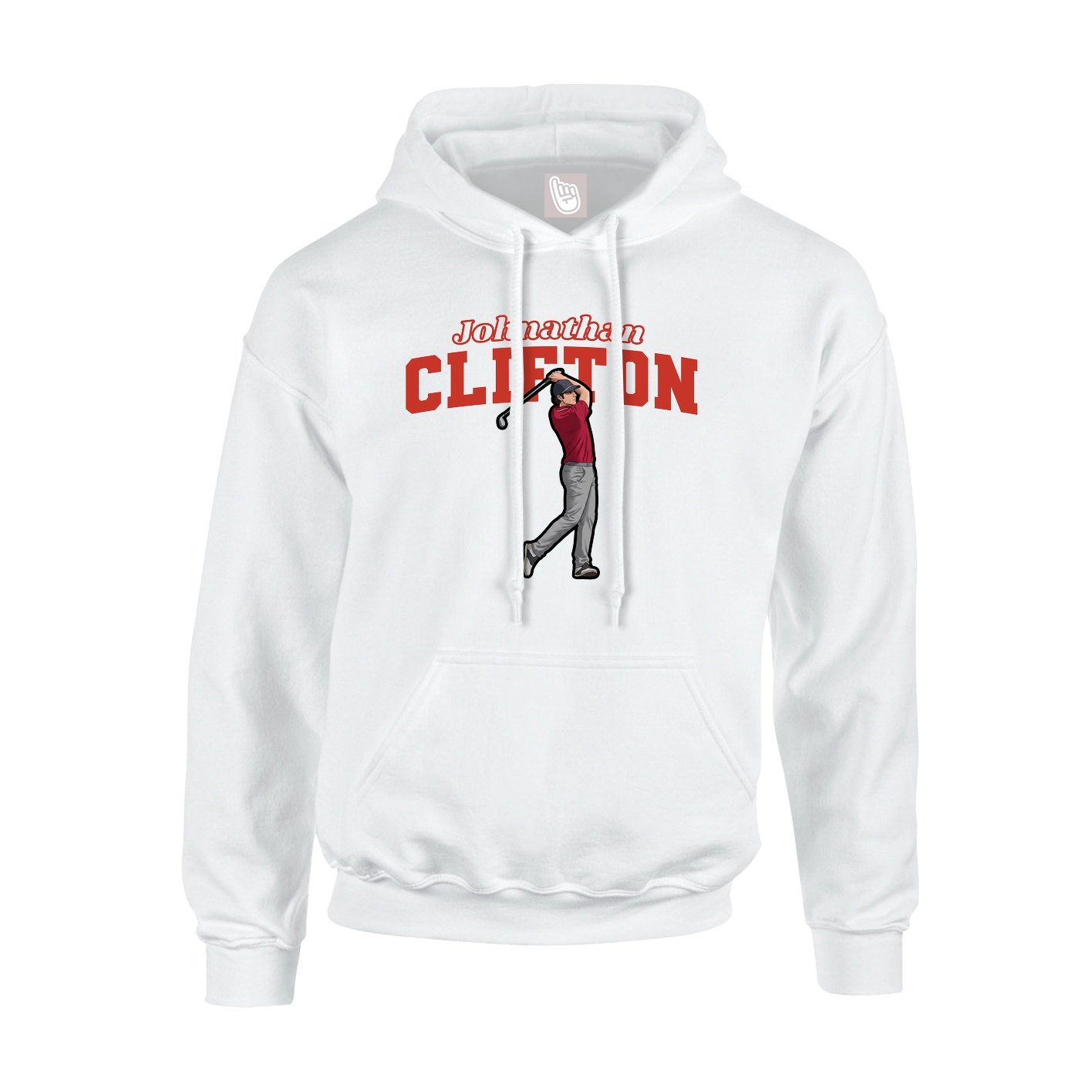 Youth Hoodie — Name Arch in White