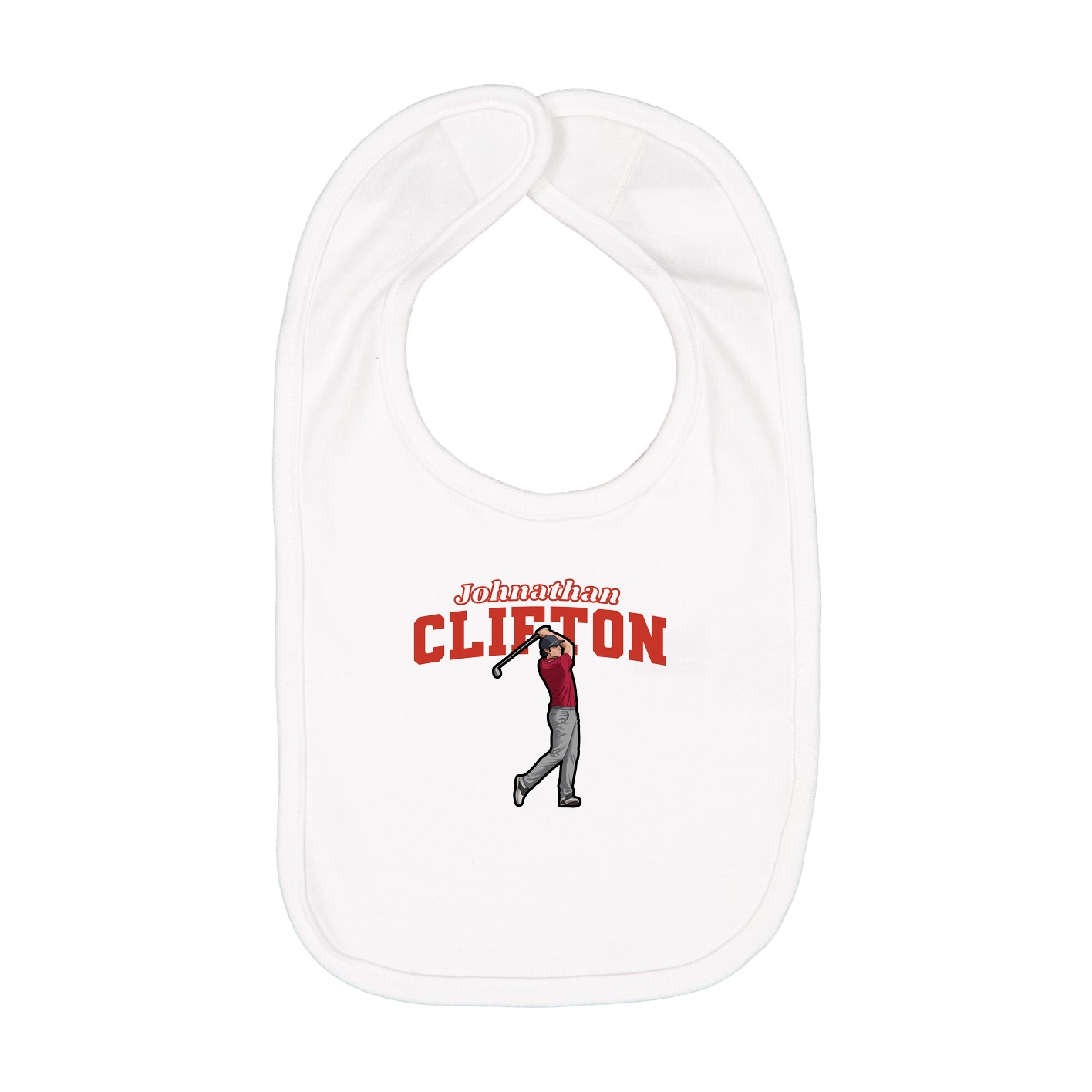 Infant Bib — Name Arch in White