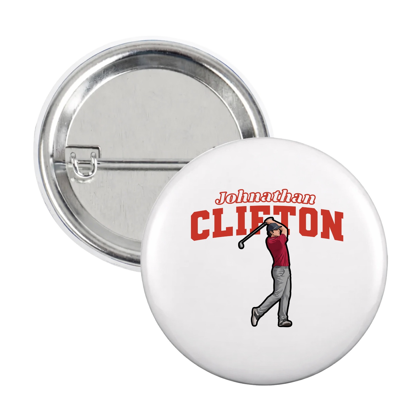 Game Day Button — Name Arch in White