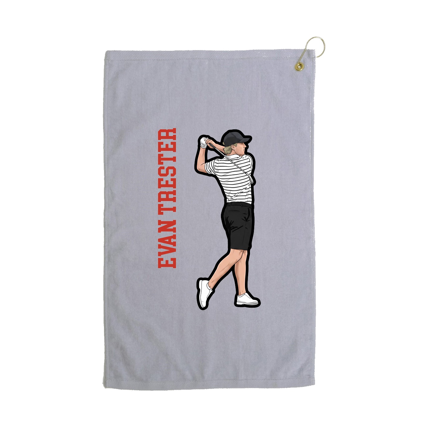 Golf Towel — Name Vertical in Grey