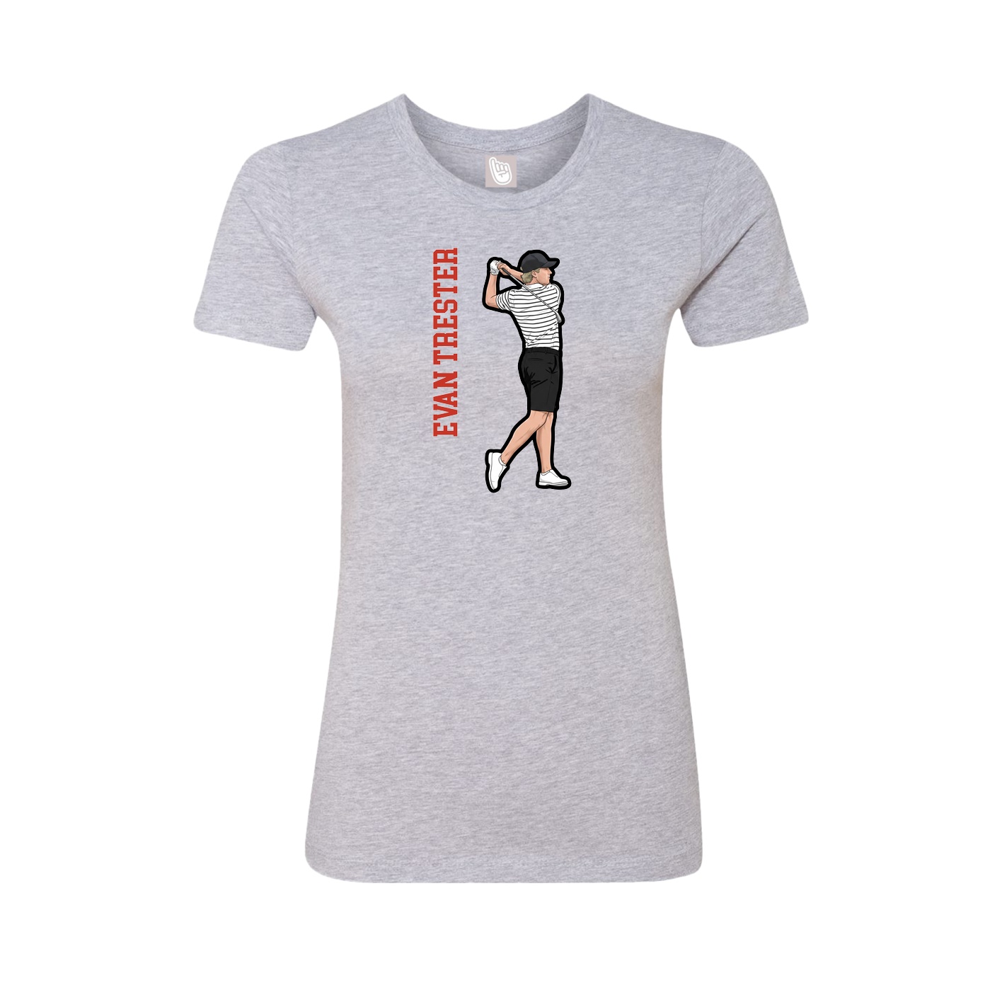 Fitted Women's Tee — Name Vertical in Grey